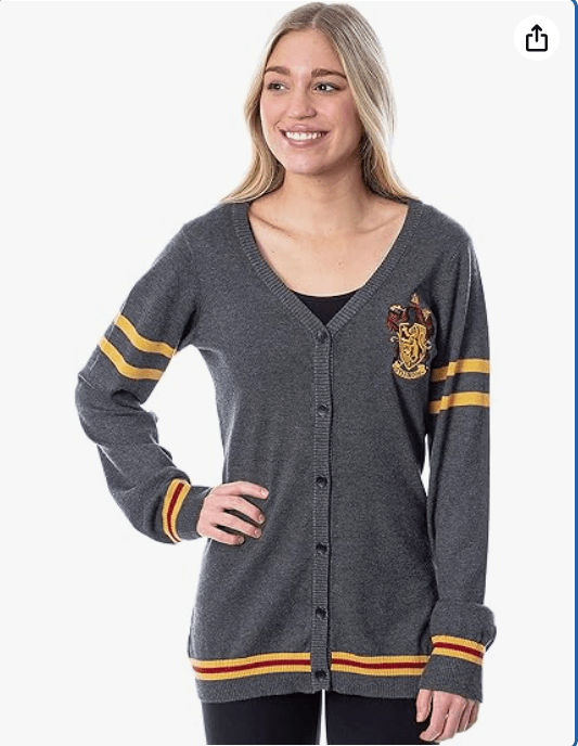 Harry Potter Womens' Slytherin House Crest Open Front Cardigan Juniors Knit Sweater