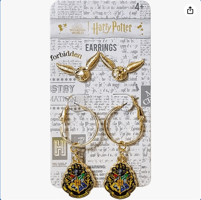 LUV HER Harry Potter Hypoallergenic Earrings for Girls, Stud & Fishhook Drop Sets with Charms One Size Fits All Jewelry for Women Accessories Ages