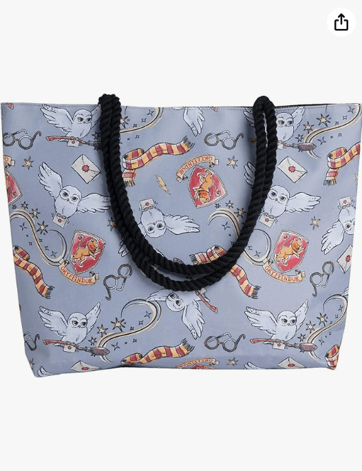 Harry Potter Tote Travel Bag Gryffindor Hedwig All Over Print Grey