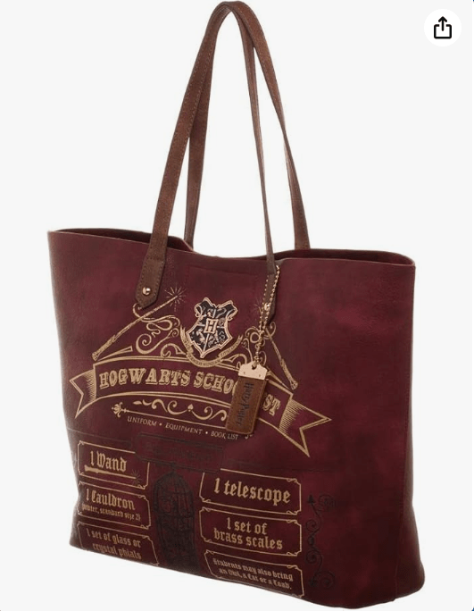 Harry Potter Hogwarts School List Ladies Juniors Burgundy Tote Bag