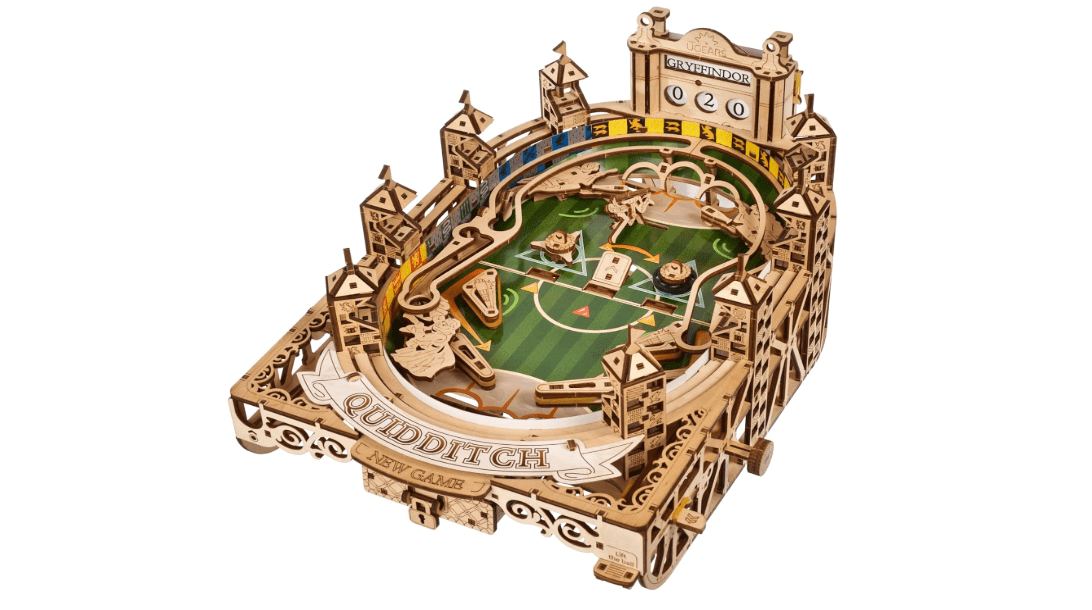 UGEARS Quidditch Pinball Machine - Harry Potter 3D Wooden Puzzles for Adults to Build Mechanical Wooden Model Kit - Working Wood Brain Teaser Pinball Game...