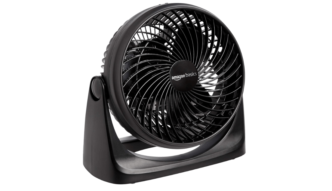  Amazon Basics Air Circulator Fan, Desk Fan for Bedroom, Home and Office, With 90-Degree Tilt Head, 3 Speed Settings, Lightweight (3 LBS), 35 Watts, Black,...