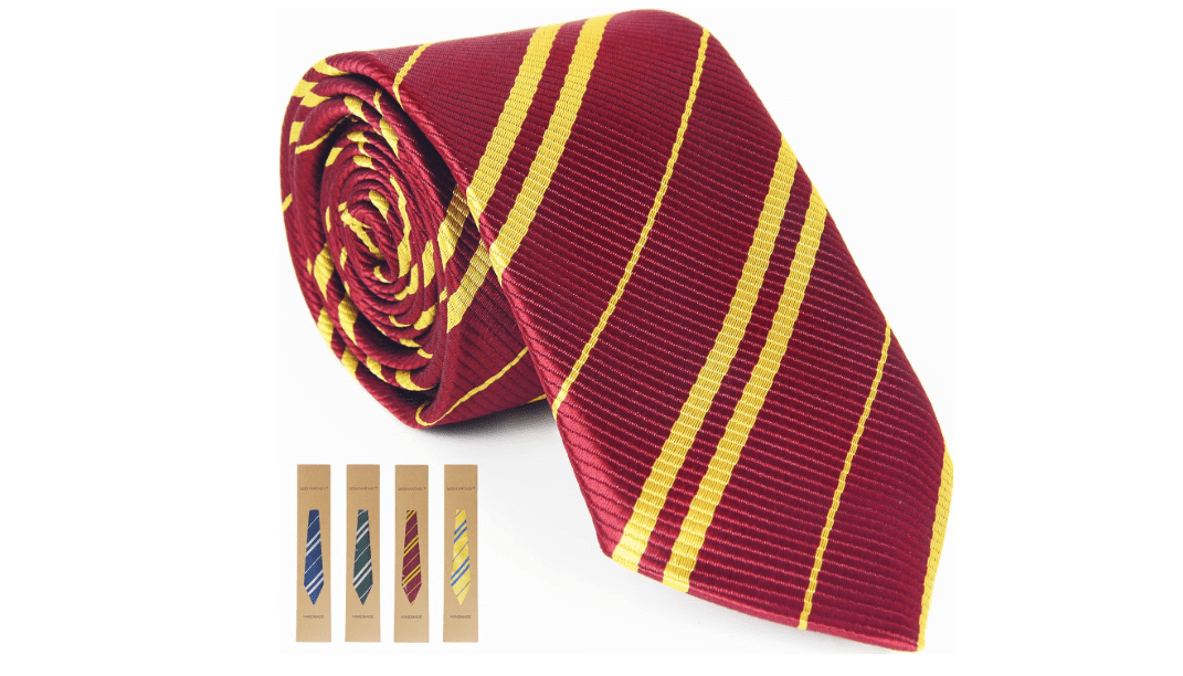  MISS FANTASY Cosplay Tie for Halloween Party, Unisex Adult & Kids Necktie Costume Accessory (Red and Gold)