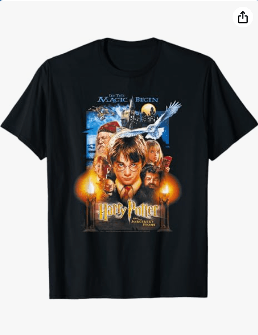Harry Potter Black Movie Poster T-Shirt, Adult, Women, Short Sleeve, T-Shirt, Small