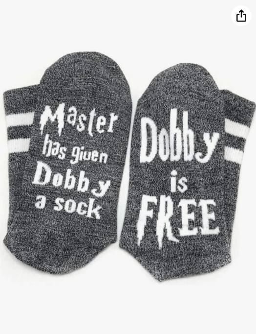 Dobby Socks, Dobby Is Free Knitted Words Unisex Combed Cotton Novelty Socks 1pack