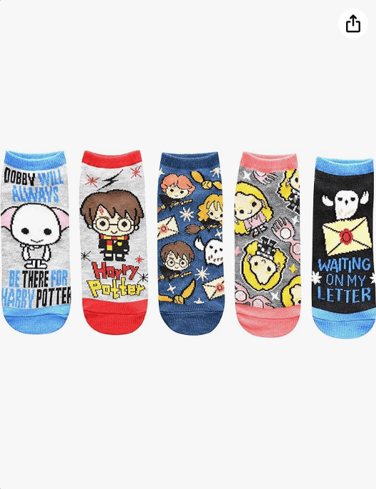Harry Potter Women's Dobby Luna Lovegood Hedwig 5 Pack Ankle Socks