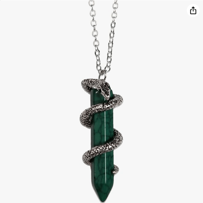 Harry Potter Slytherin Snake House Animal Gem Stone Pendant Necklace