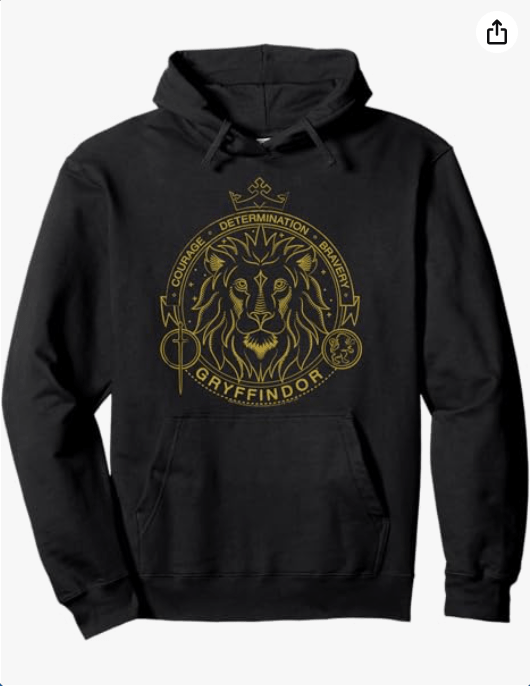 Harry Potter Gryffindor Line Art Lion Symbol Pullover Hoodie
