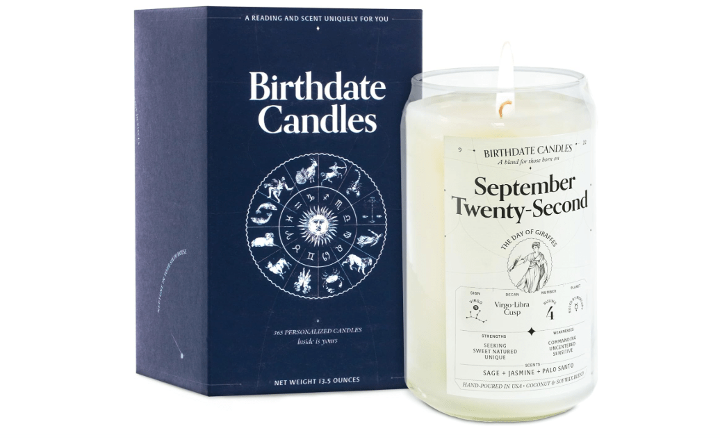 The Original Birthdate Candles, September 22 - Virgo Zodiac Scented Candles Birthday Gift - Sage, Jasmine & Palo Santo Scent - All-Natural Soy &...