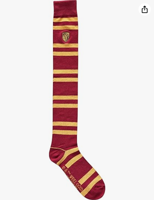 Harry Potter Gryffindor Striped Juniors/Ladies Over the Knee Socks with Embroidered Crest