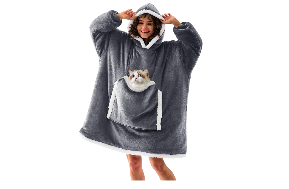 JOYWOO Wearable Blanket Hoodie, Birthday Gifts for Women Men Mom, Oversized Hooded Blanket for Adult, Cozy Fuzzy Sherpa Sweatshirt Blanket with Giant Pocket...