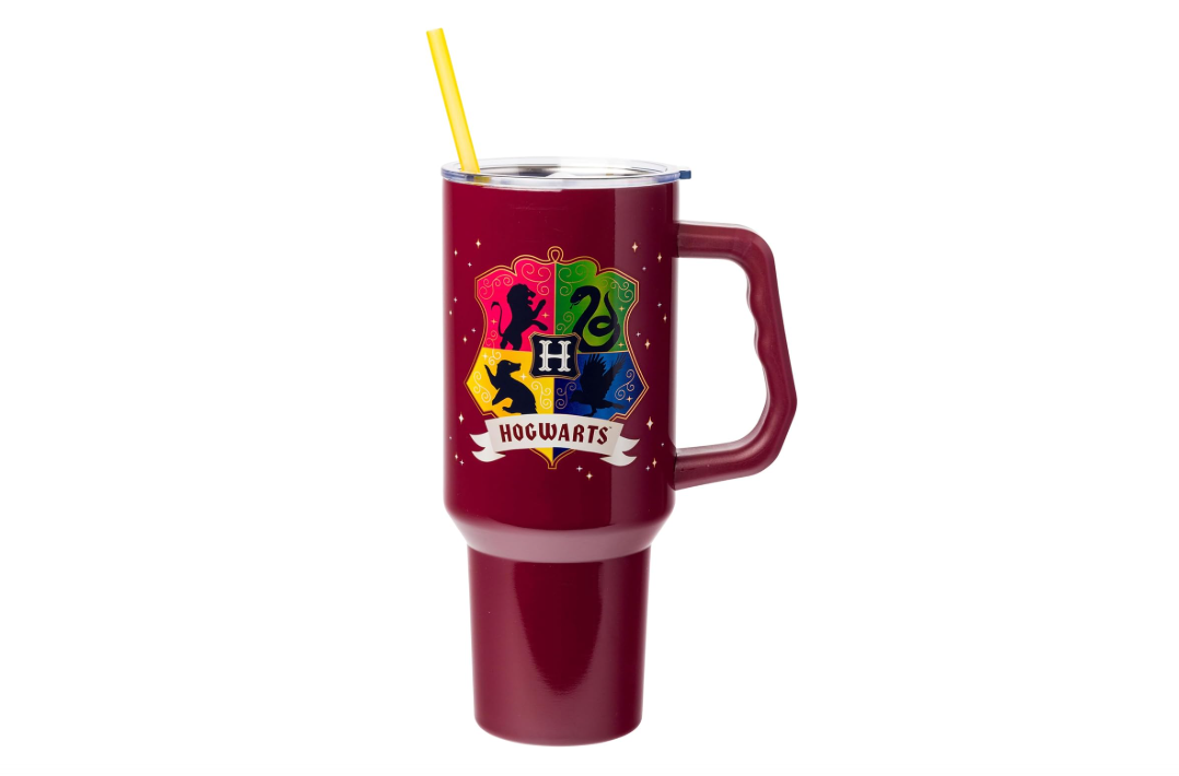 
Silver Buffalo Harry Potter Hogwarts House Crest Featuring Gryffindor, Ravenclaw, Slytherin, and Hufflepuff Stainless Steel Tumbler with Handle and Straw,...