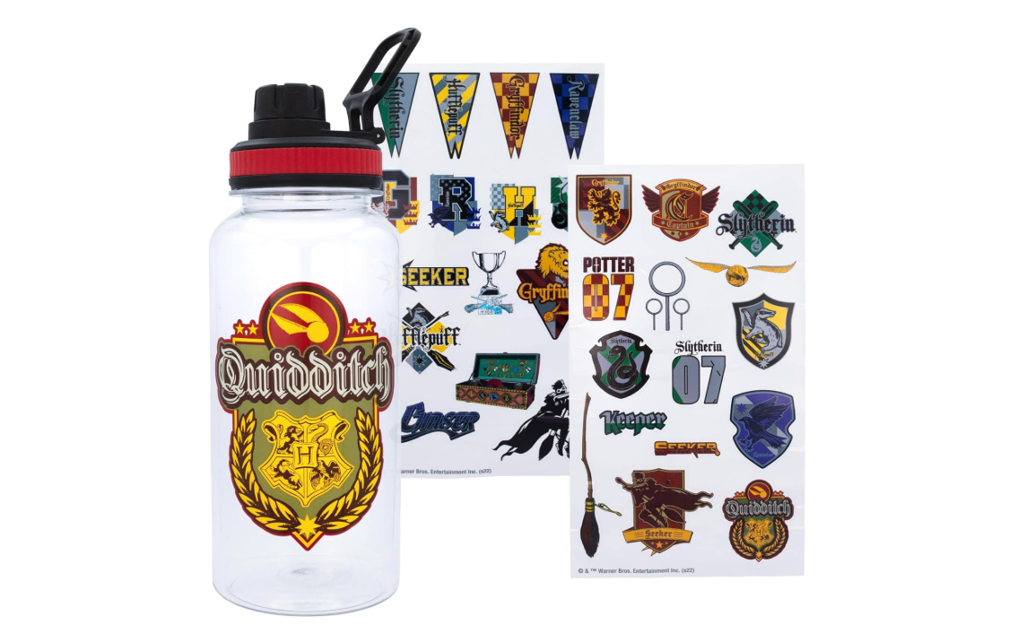 
Harry Potter Quidditch 32-Ounce Twist Spout Plastic Water Bottle Jug And Sticker Set From The Wizarding World