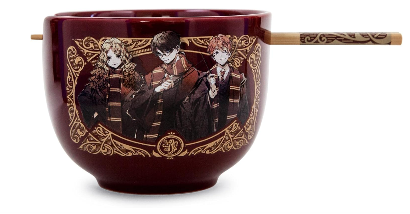  Harry Potter Anime Trio Japanese Ceramic Dinnerware Set | Includes 20-Ounce Ramen Noodle Bowl and Wooden Chopsticks | Asian Food Dish Set For Home &...