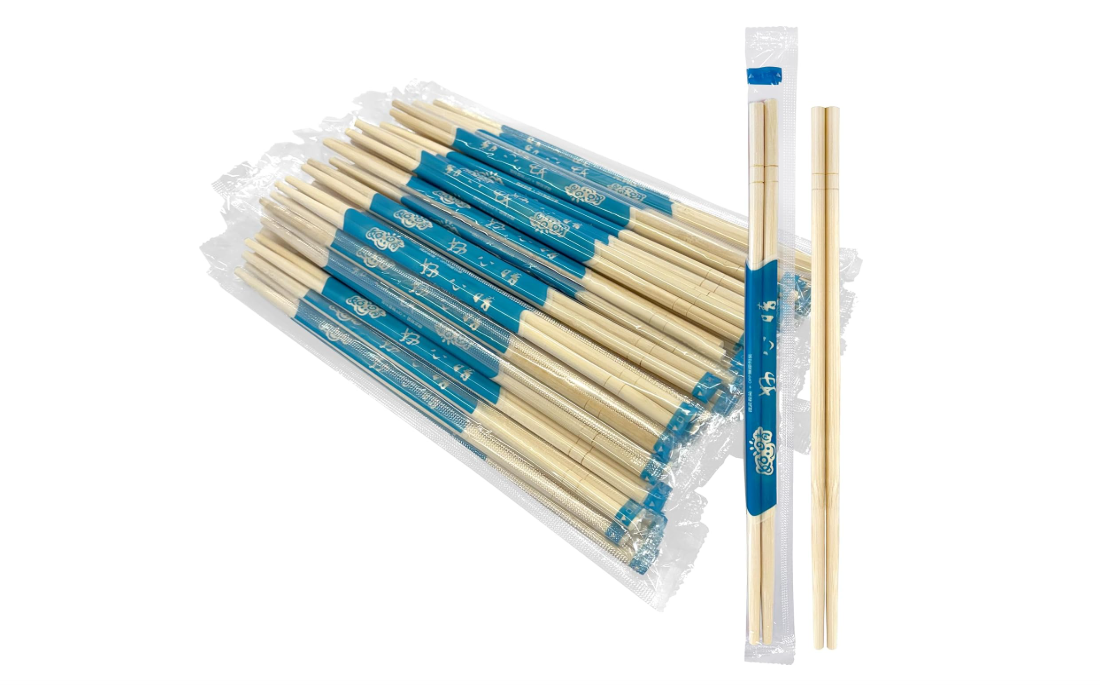 52USA Disposable Bamboo Chopsticks (100 Sets), 9'' Long Individually Wrapped Chinese Chopsticks Wooden Clear Bag Bulk