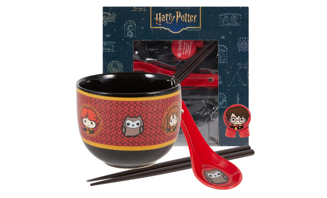  Culture Fly Harry Potter Microwave Ramen Bowl Set with Chopsticks and Spoon, 20 oz Ceramic Instant Noodle Bowls with Chopsticks, Ramen Noodle Bowl, Rice...