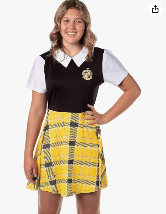 Bioworld Harry Potter Costume Dress Cosplay Plaid Skirt Dresses For Women Juniors, All 4 Hogwarts Houses Available
