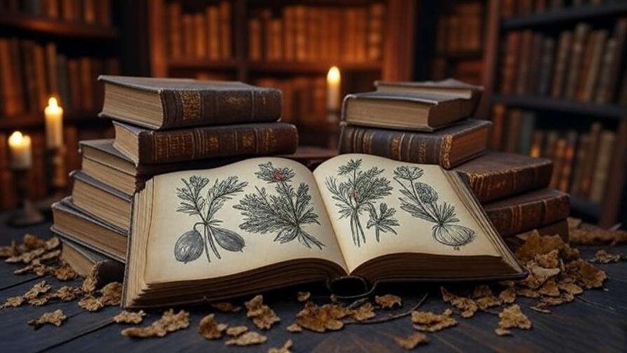 Antique herbal book illustration inspired by Culpeper's Complete Herbal for Harry Potter fans exploring real-world herbology. 