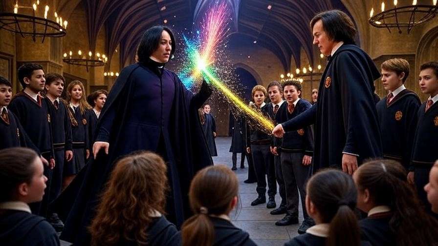 Dueling club scene with Snape and Lockhart, Harry Potter film