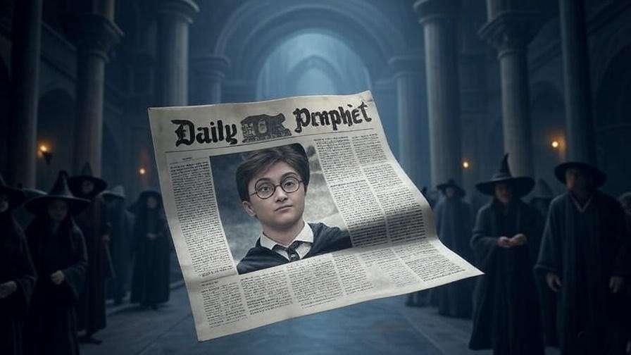 Ministry of Magic hall with Daily Prophet featuring Harry Potter