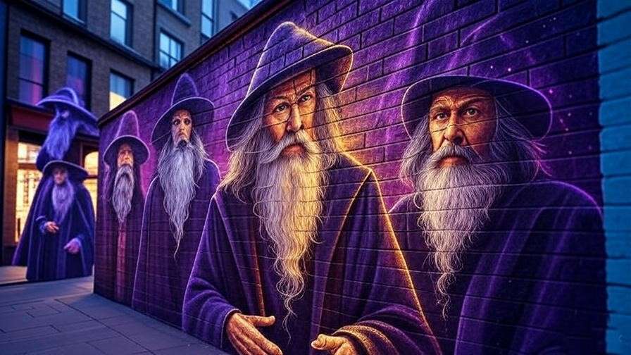 Vibrant artwork of Sirius Black with dreadlocks and African robes in a magical London street with graffiti.