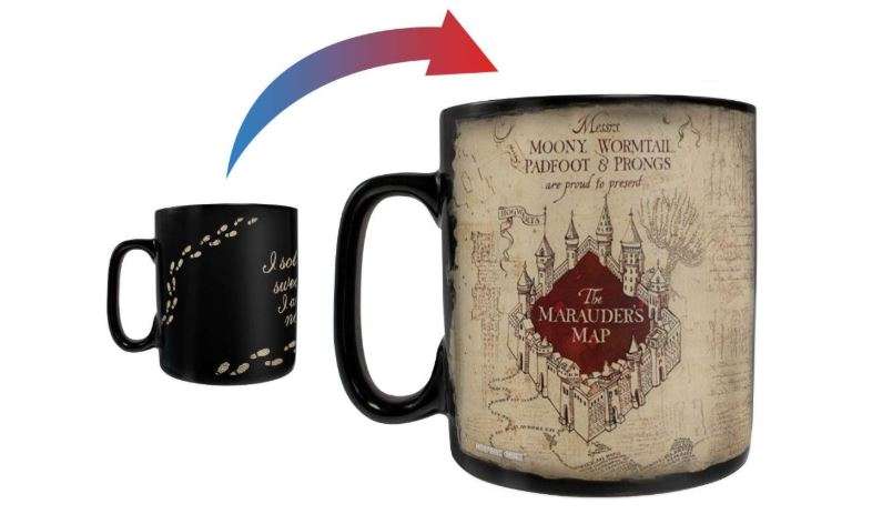 Morphing Mugs Harry Potter - Marauder's Map - I Solemnly Swear – 16 oz Large Ceramic Heat Sensitive Clue Mug – Full image revealed when HOT liquid is added
