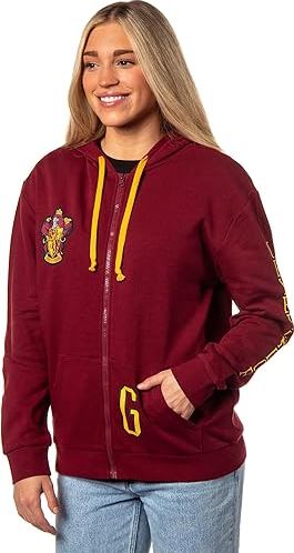 Bioworld Harry Potter Womens Hogwarts Alumni House Crest Lightweight Zip-Up Hoodie
