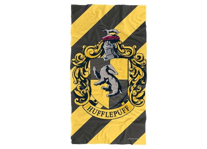 LOGOVISION Harry Potter Stripe Hufflepuff Crest Officially Licensed Beach Towel 30" X 60"