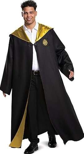 Disguise Harry Potter Hogwarts Robe Deluxe Adult Costume Accessory, Black & Gold 