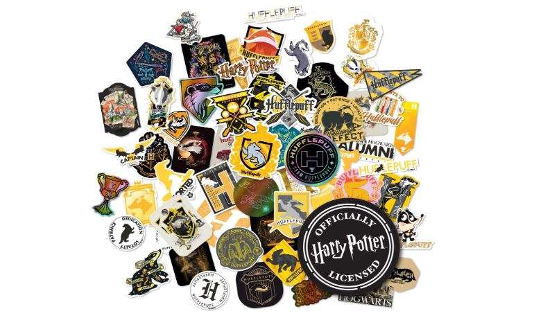 Harry Potter Hufflepuff Hogwarts House Vinyl Sticker Decal Pack, 60-Count, 5 Hologram Stickers, Waterproof, UV & Scratch-Resistant, Decals for Laptops,... 