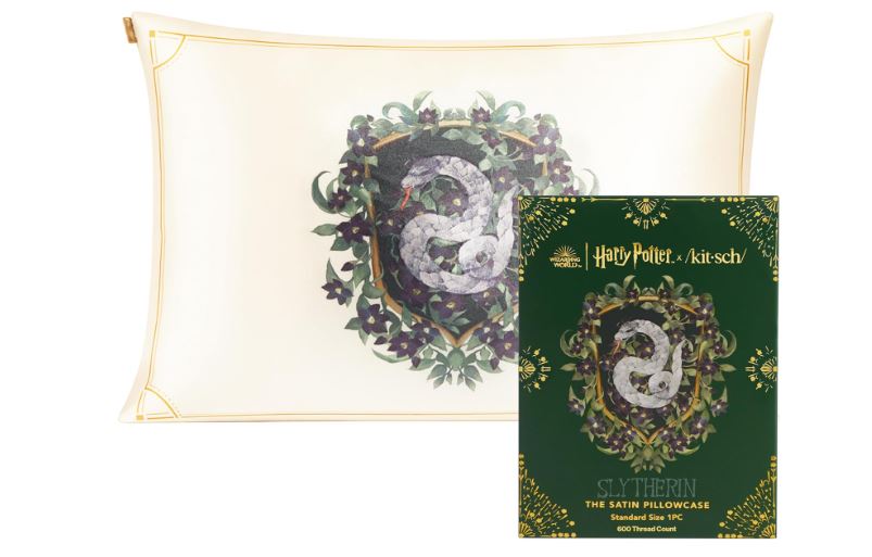 Kitsch x Harry Potter Slytherin Satin Pillowcase w/Zipper for Hair & Skin – Double-Sided, Softer Than Silk, Wrinkle-Free, Machine Washable, Frizz...
