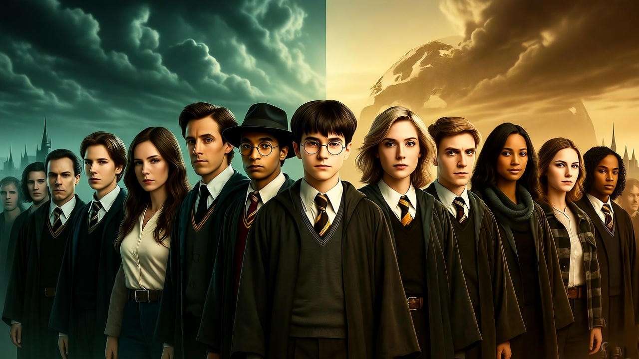 Illustration of diverse people united, inspired by Harry Potter, symbolizing modern relevance against oppression.