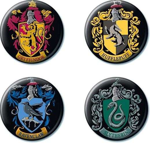 Ata-Boy Harry Potter Houses of Hogwarts Crests Set of 4 1.25" Collectible Buttons
