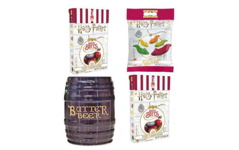Jelly Belly Harry Potter's Favorites, Gift Pack of 4 (Butterbeer Barrel Tin, Bertie Bott's Every Flavor Jelly Beans, & Jelly Slugs Chewy Candy)