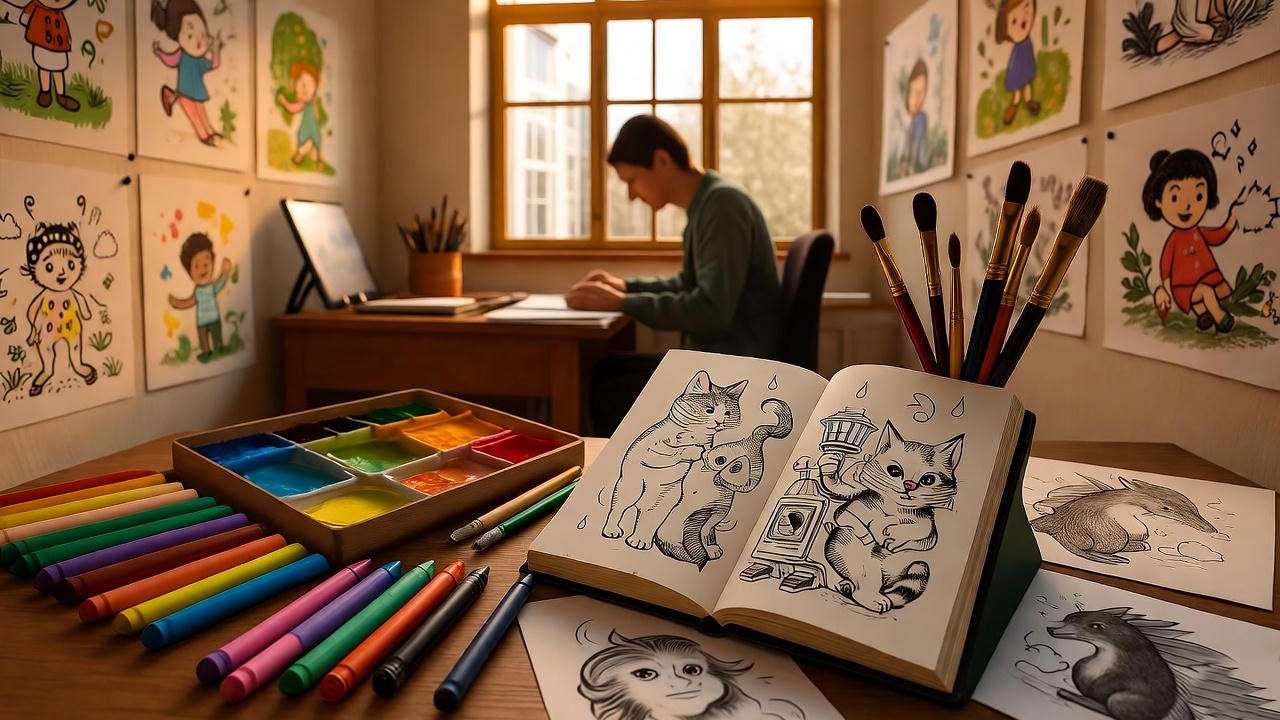 Mary GrandPré breaking into children's book illustration with pastel sketches and paints
