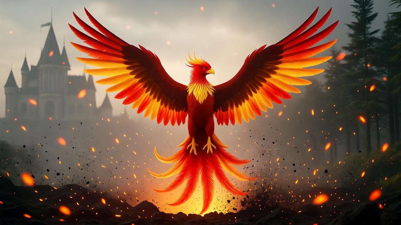 Phoenix rising symbolizing resistance in Order of Phoenix chapters themes.
