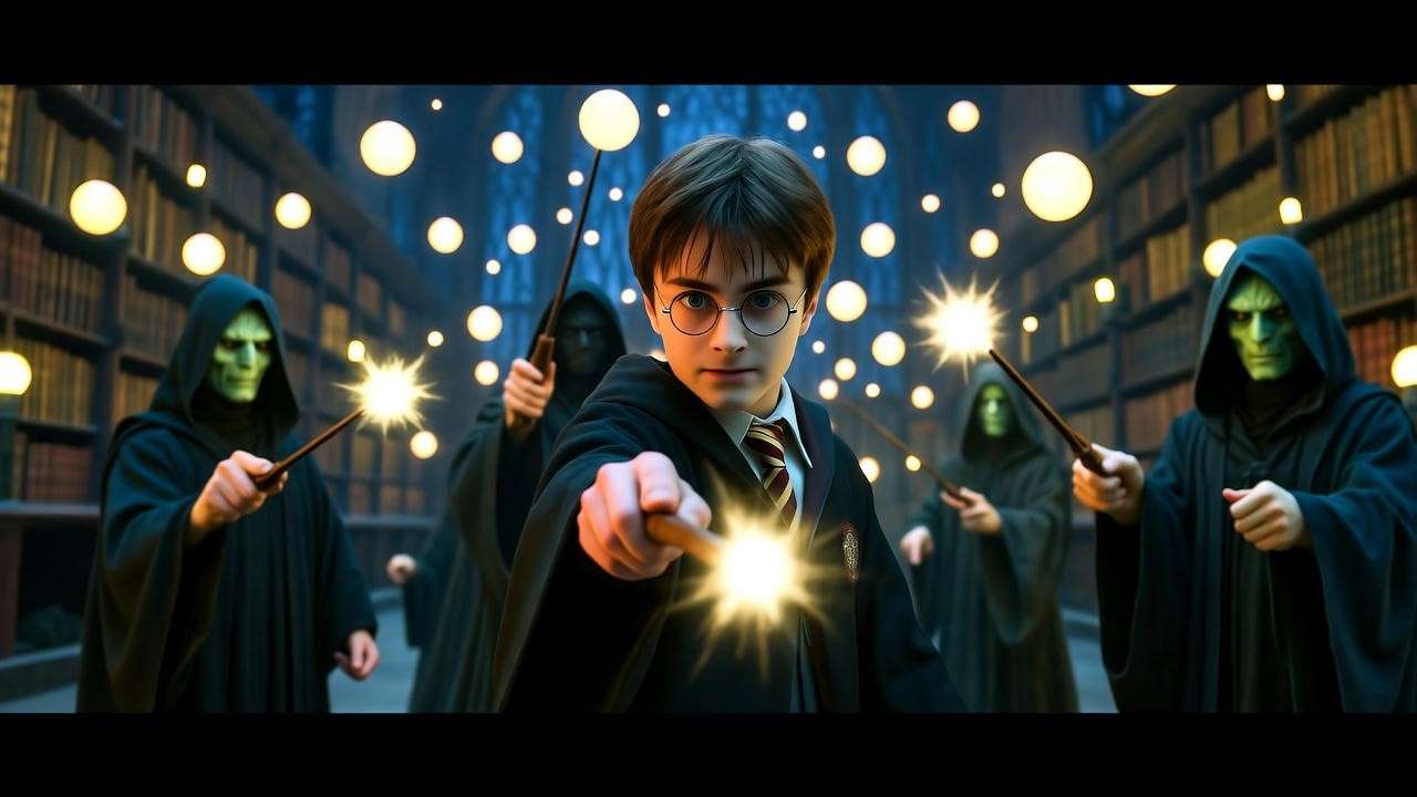 Sybill Trelawney with prophecy orb, Harry Potter Prophecy Hall.