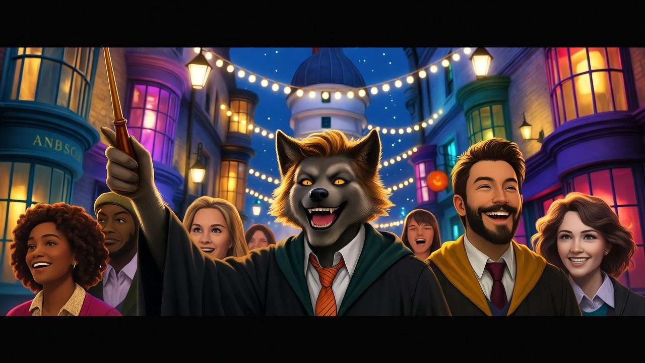 Ministry of Magic chamber with wizards debating werewolf policies in Harry Potter.