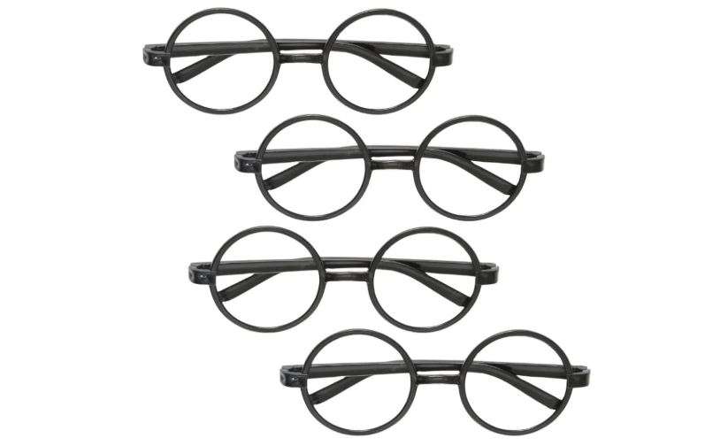 Unique Authentic Black Harry Potter Glasses - Pack of 4 - Magical Cosplay & Enchanting Style - Perfect for Costume Parties 