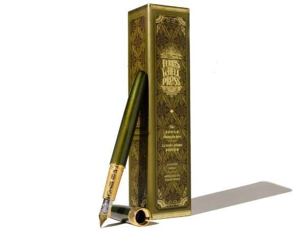 Ferris Wheel Press | Joule Fountain Pen | Juniper Moss | Double Gold Plated, Sapphire Lacquer Finish | Two-Tone Steel Nib | Leather Sleeve/Fine