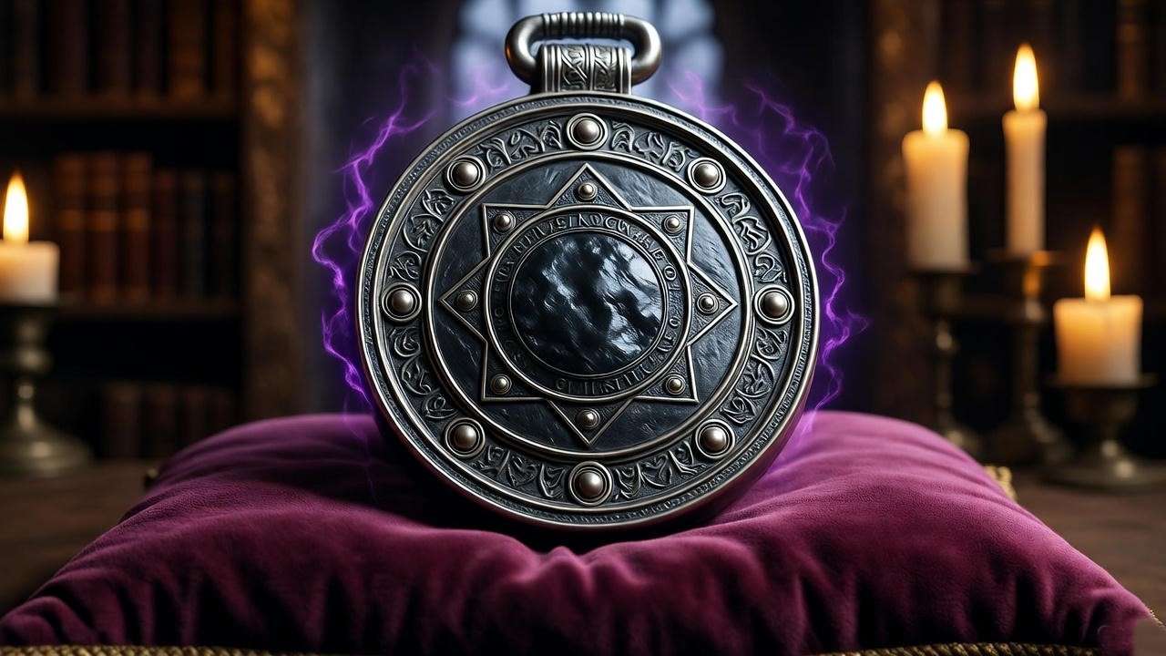 Cursed magical artifact glowing in a gothic study, linked to **Black Sasha** in Harry Potter lore.