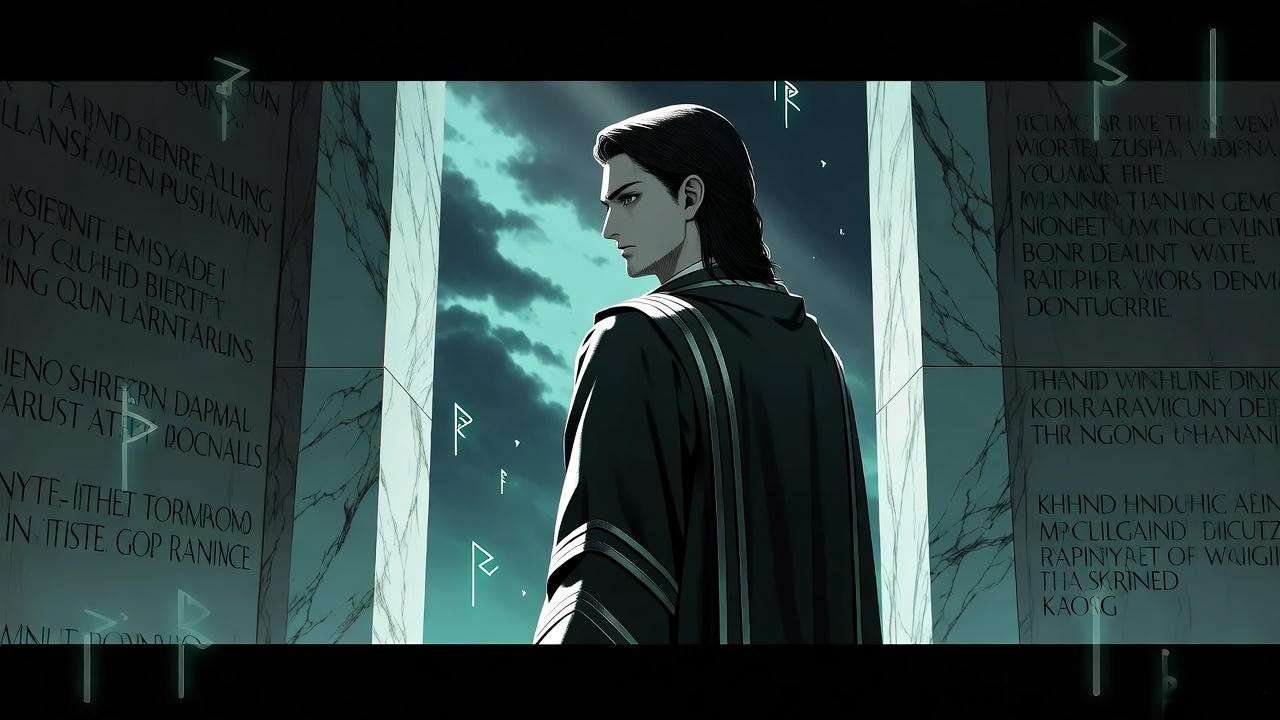 Ancient Roman scene with stern figure and Latin inscriptions symbolizing Severus name meaning in Harry Potter.