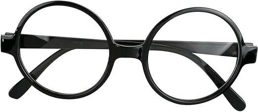 Kangaroo Wizard Glasses for Kids - Round Wizard Round Glasses Costume - Black Fake Circle Frame - Boys & Adults Halloween Costume Cosplay - Apparel 