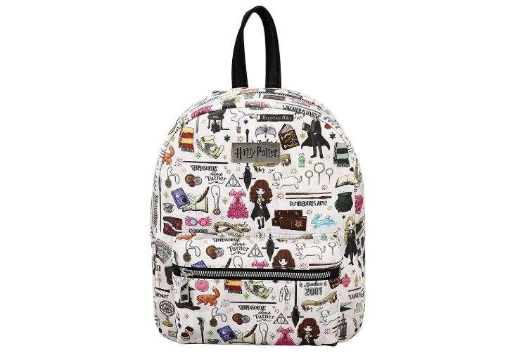 Bioworld Harry Potter Hogwarts Chibi Characters & Icons All Over Print White Mini Backpack
