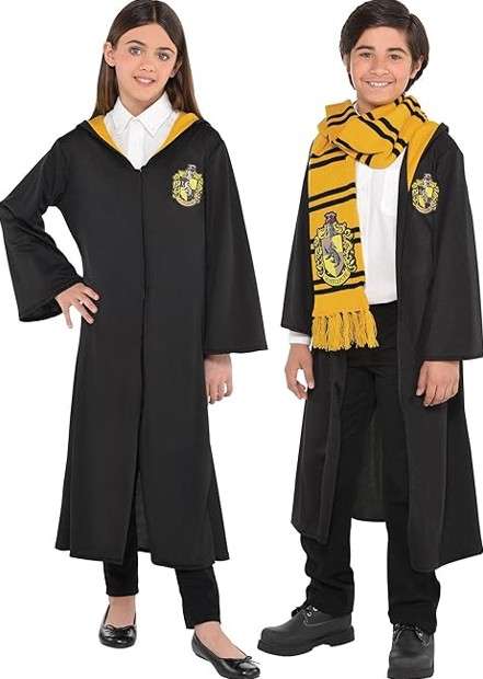 SUIT YOURSELF Harry Potter Hufflepuff Robe Halloween Costume for Kids, Large/Extra Large, with Crest, Yellow-Lined Hood 