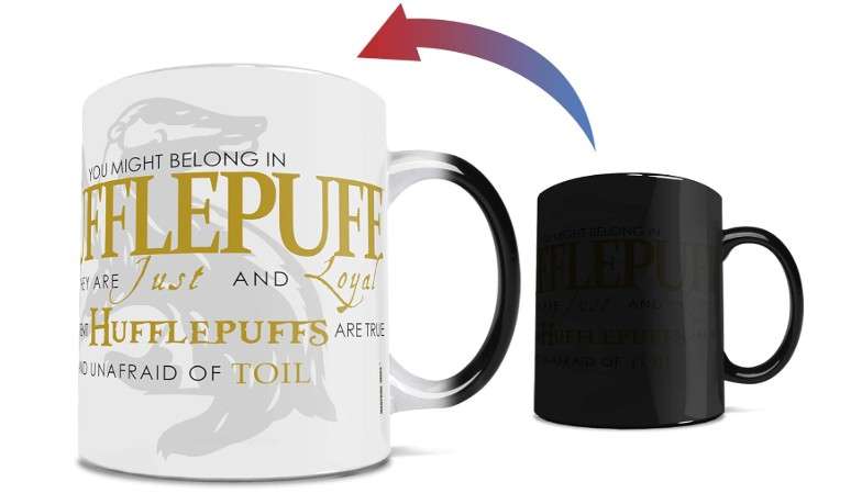 Morphing Mugs Harry Potter - Hufflepuff - Hogwarts Sorting Hat Quote - One 11 oz Color Changing Heat Sensitive Ceramic Mug – Image Revealed When HOT Liquid... 