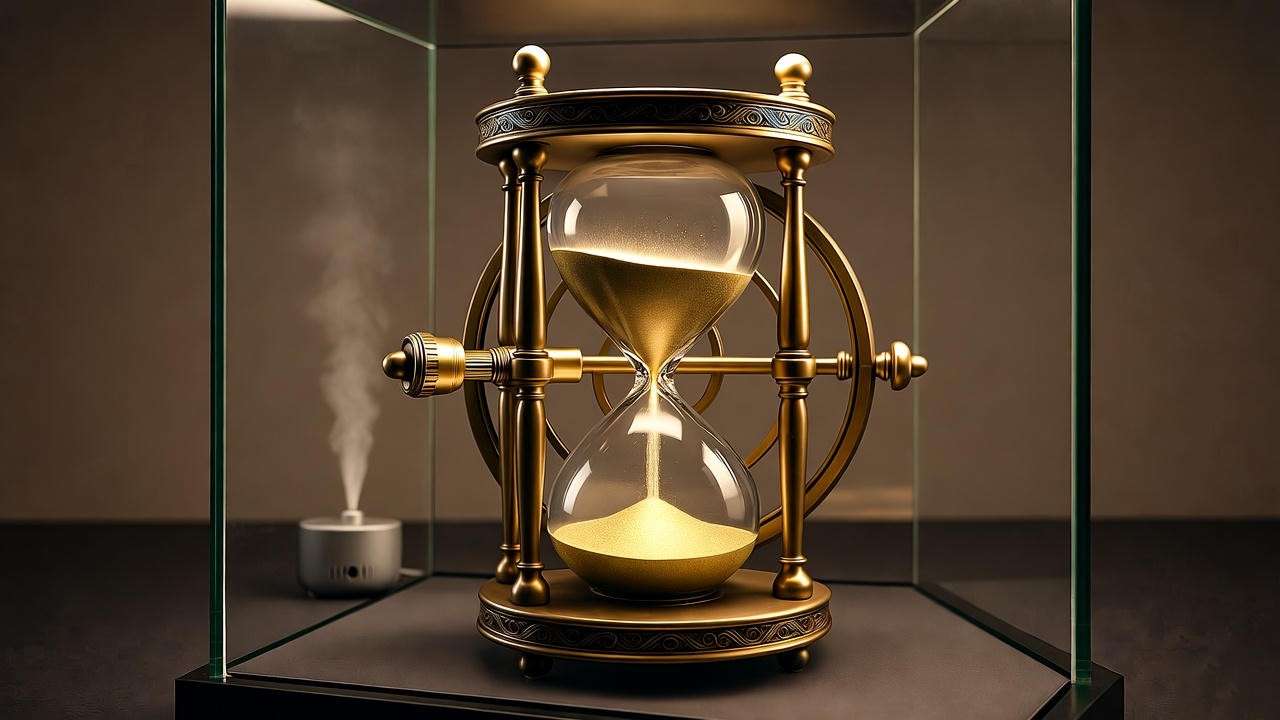 Time-Turner in UV-protective case with humidifier background