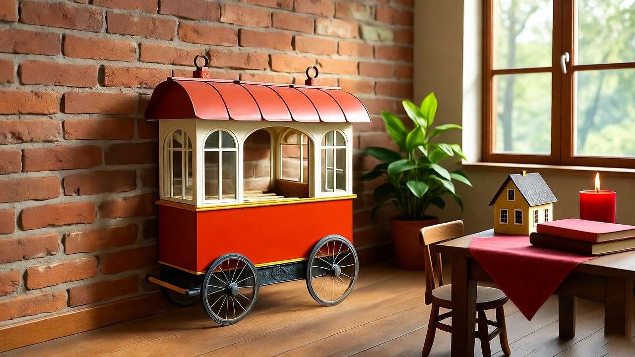 DIY home Platform 9¾ wall with trolley and brick decor