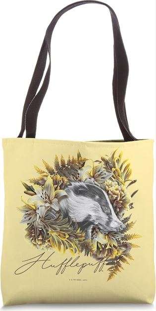 Harry Potter Hufflepuff Floral Badger Mascot Tote Bag