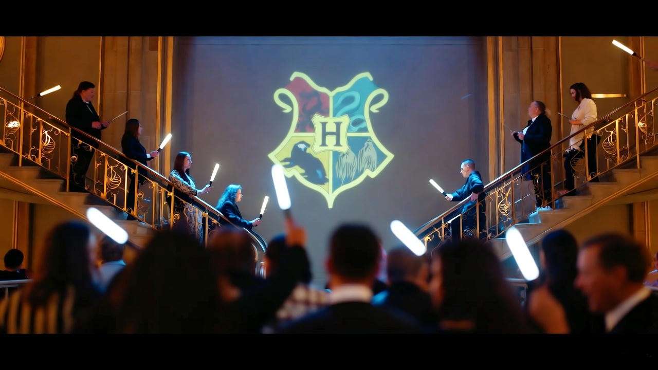 Magical lobby atmosphere during intermission at Harry Potter and the Cursed Child Chicago